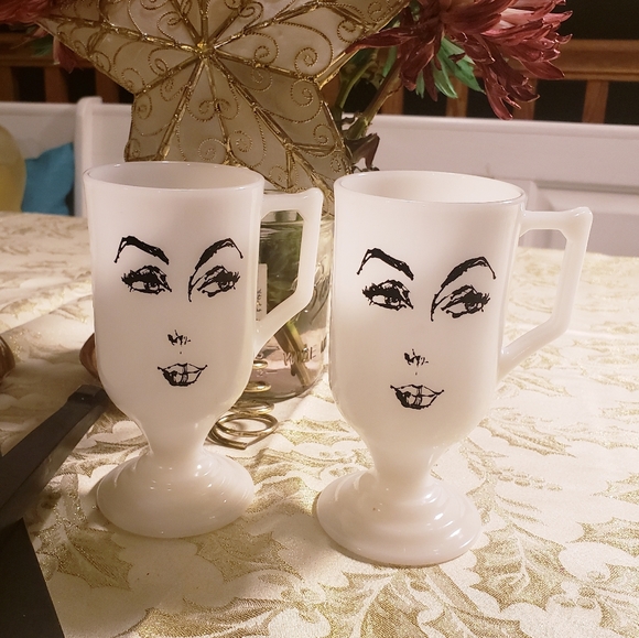 Vintage Other - Vintage milk glass pedestal cups